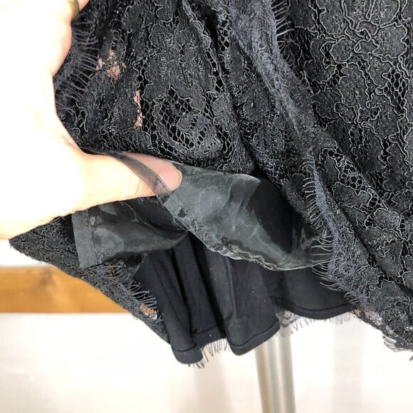ARITZIA Babaton Tobias Black Lace Short Sleeve V-Neck Dress Sz 4 - Picture 6 of 14